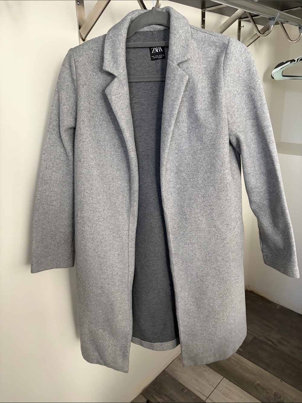 Zara Gray Open-Front Trench Coat